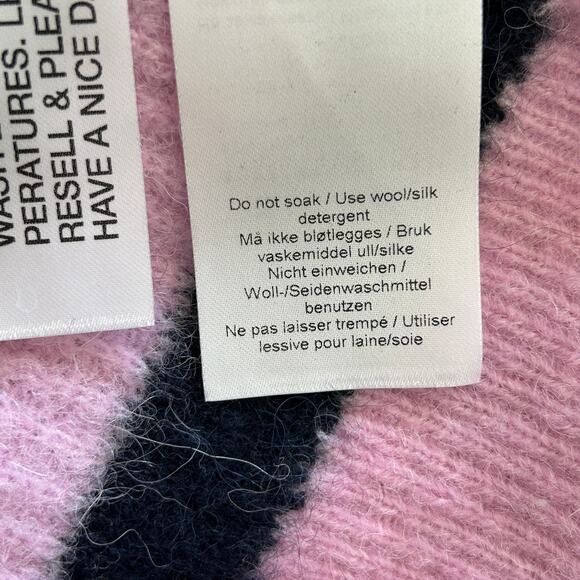 GANNI Striped Alpaca Merino Wool Sweater Lilac Yellow Puff Sleeve Knit Size S - Picture 9 of 10